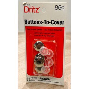 Vintage Dritz Buttons To Cover 3/4" 19mm 4 Count Easy-To-Cover Rustproof Brass